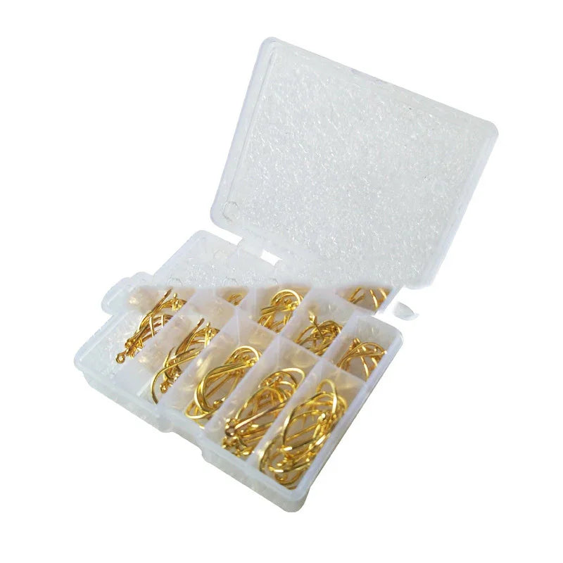 Boxed Fish Hook 100 Pieces Of Tube With Ise Ni 3-12 Barbed Hook, Holed Gold And Black Small Accessories EX-STOCK Canada