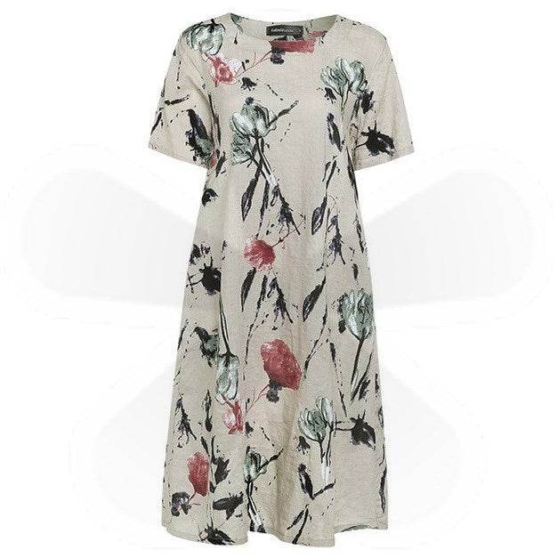 Bohemian Summer Print Loose Floral Dress For Women mum Dresses - EX-STOCK Canada