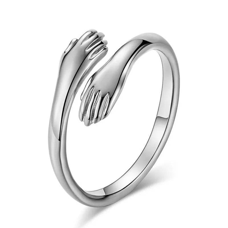 Alloy Simple Hands Hug Ring Opening Adjustable Jewelry - EX-STOCK Canada