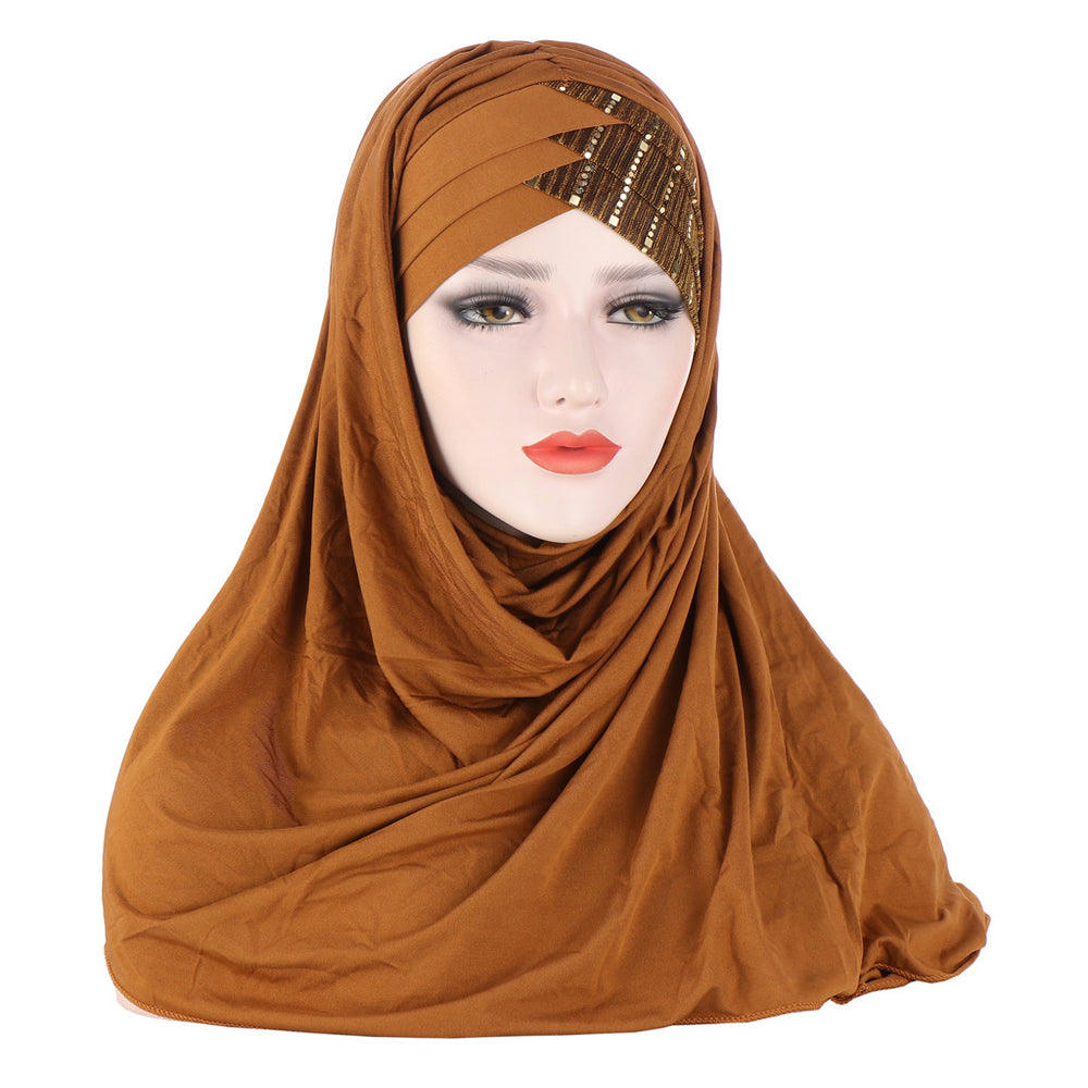 Glitter Scarf For Women, Muslim Headband, Turban, Glitter, Solid Color, Jersey, Hijabs, - EX-STOCK Canada