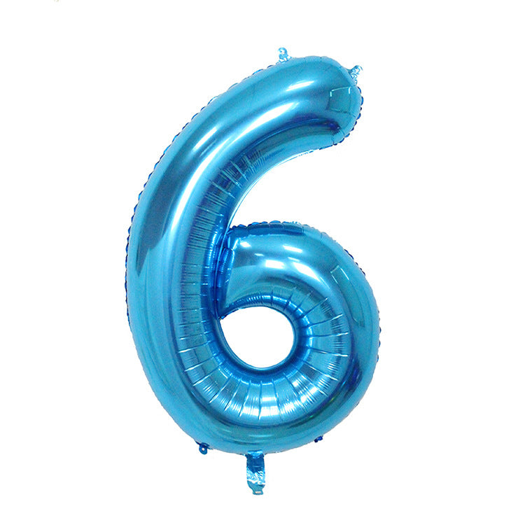 6 40-Inch Blue Number Foil Balloon – Birthday & Party Decoration (Styles 0–9 + Suit)