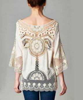 Jastie Bohemian Hollow Out Beach Cover Up Blouse Beach Shirt Women Crochet Lace Top Blusas mujer de moda Summer Tops - EX-STOCK Canada
