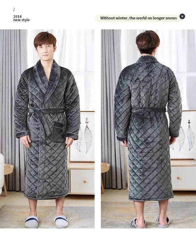 Winter Pajamas Men'S Winter Thickened Long Pajamas Plus Velvet Winter Sleepwear - EX-STOCK Canada
