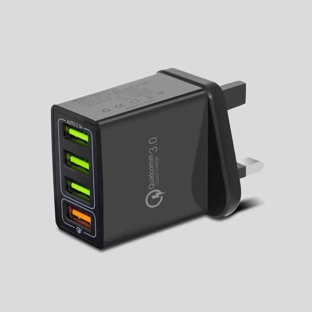 Smart 4 ports USB fast Charger US European British Standard - EX-STOCK CANADA