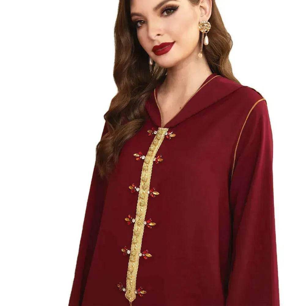 Hand-sewn Diamond Hooded Robe Middle East Dubai Turkey Kurtas and Kurtis - EX-STOCK Canada