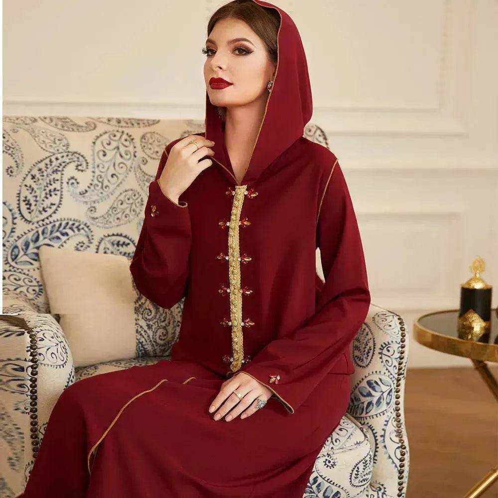 Hand-sewn Diamond Hooded Robe Middle East Dubai Turkey Kurtas and Kurtis - EX-STOCK Canada