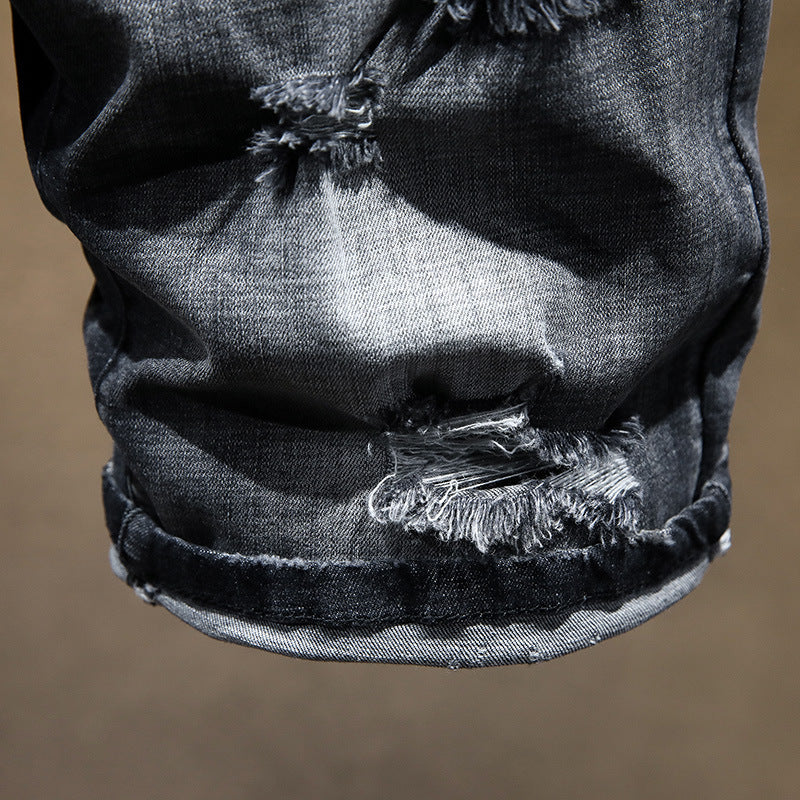 Summer Fashion Brand Worn Out Denim Shorts Youth Handsome 5-point Denim Small Straight Breeches Men"s Denim Pants Jeans - EX-STOCK CANADA