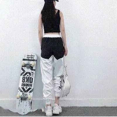 High Waist Letter Spliced Summer Street Cargo Pants Women - EX-STOCK Canada