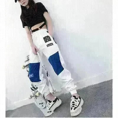 High Waist Letter Spliced Summer Street Cargo Pants Women - EX-STOCK CANADA