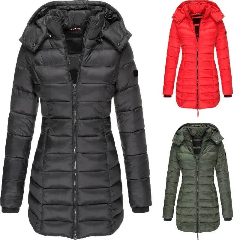 Mid-length Winter Slim-fit Cotton Padded Quilted Puffer Jacket for women - EX-STOCK Canada