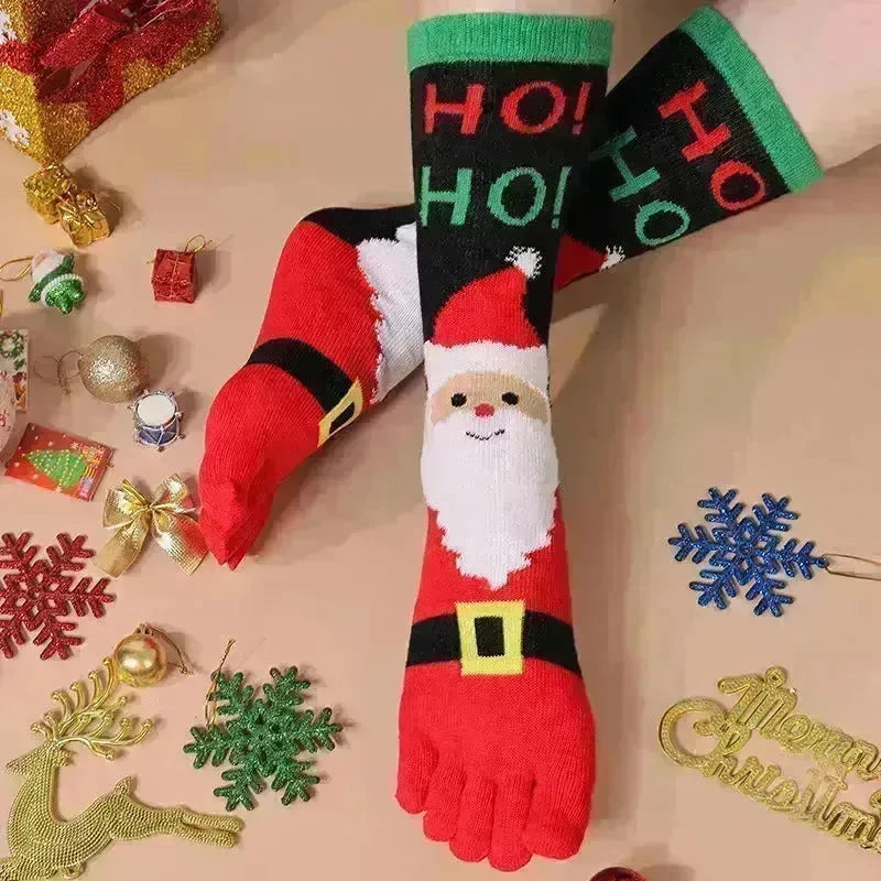 Cute Winter Christmas socks Five-finger Elastic absorbent Split-toe - EX-STOCK CANADA
