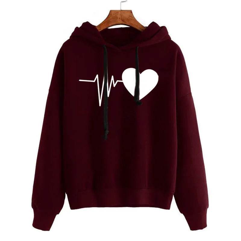 Unisex Heart Print Streetwear Hoodies sweatshirt Pullover Long Sleeve Clothes - EX-STOCK Canada