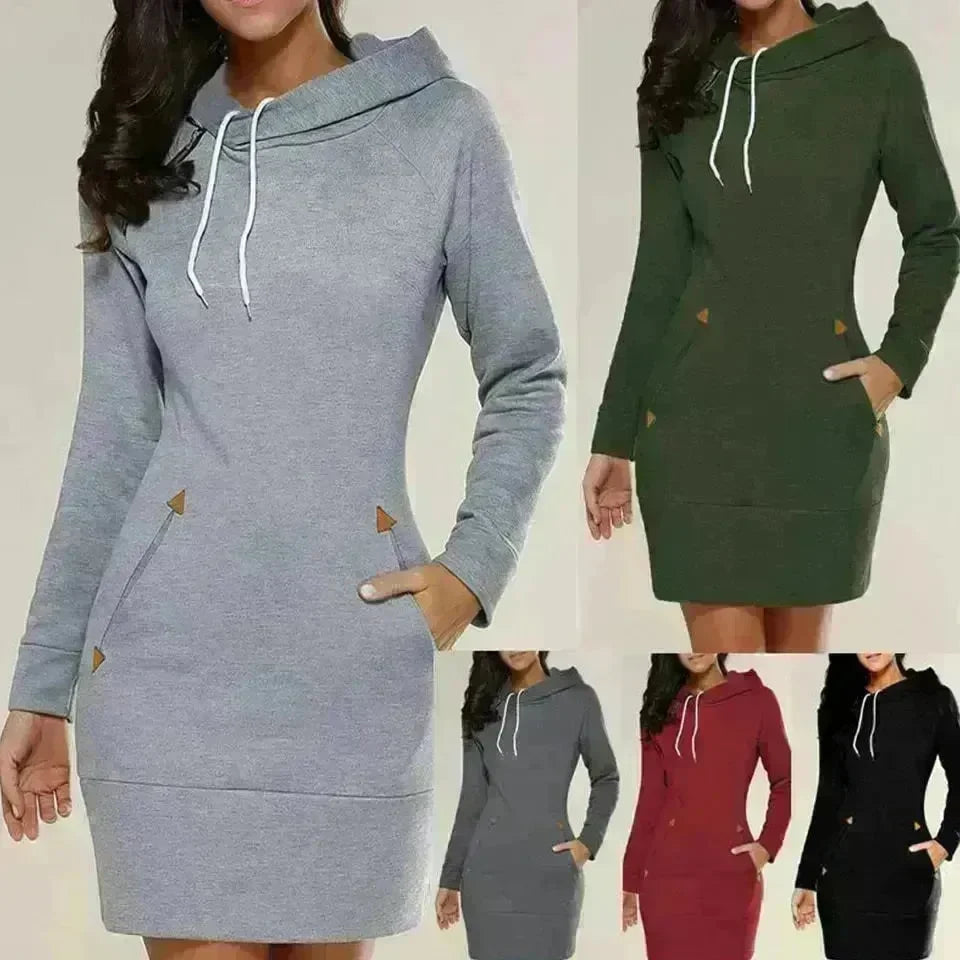 Women New hooded zipper pullover mid-length sweater - EX-STOCK CANADA