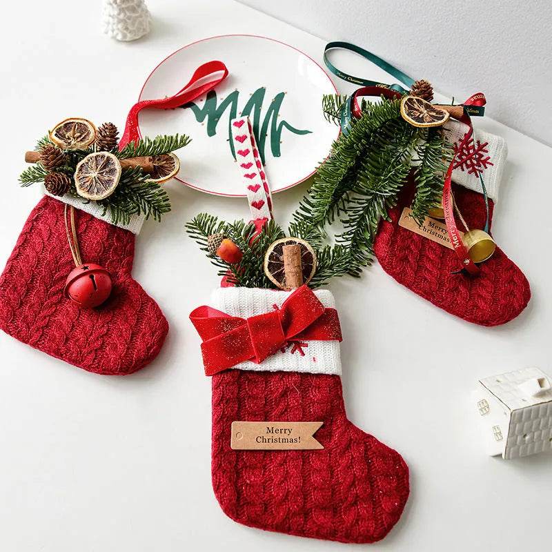 Christmas Decoration Knitted Christmas Stockings Scene Layout - EX-STOCK Canada