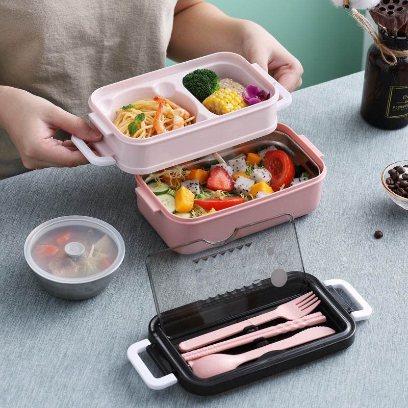 Insulated Stainless Steel Double-Layer Lunch Box for Work & School - EX-STOCK Canada