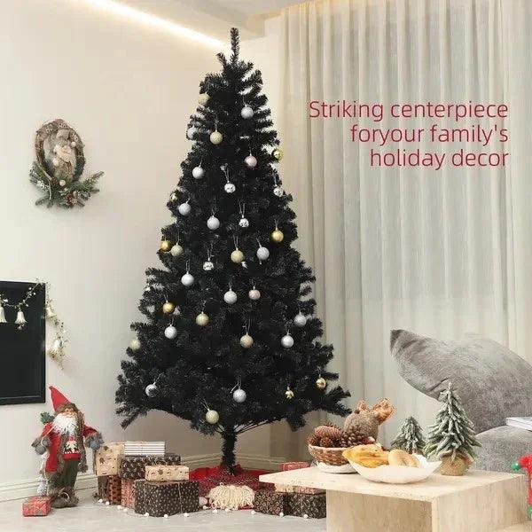 7.5ft Artificial Christmas Trees With Auto Open And Steel Base, Black EX-STOCK Canada