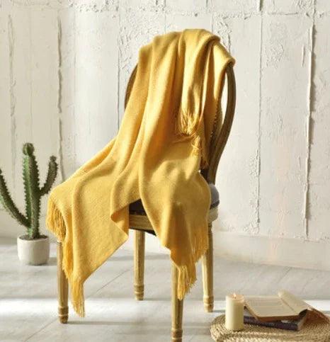 Fringed Knitted Small Blanket Napping Blanket Sofa Blanket EX-STOCK Canada