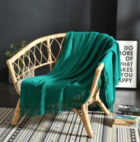 Fringed Knitted Small Blanket Napping Blanket Sofa Blanket EX-STOCK Canada