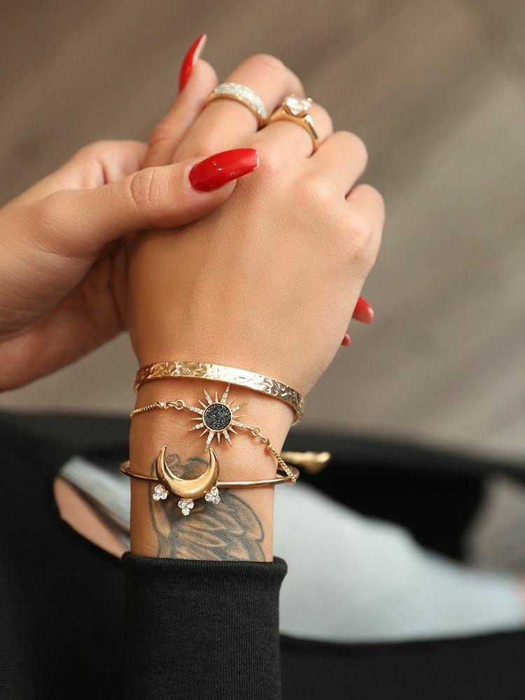 Bracelet diamant lune soleil plein - EX-STOCK Canada