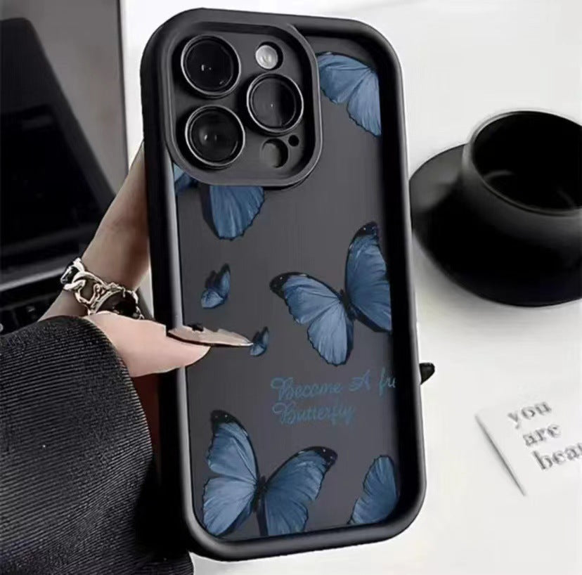 Blue Butterfly Printed Edging Drop-resistant Phone Case EX-STOCK Canada