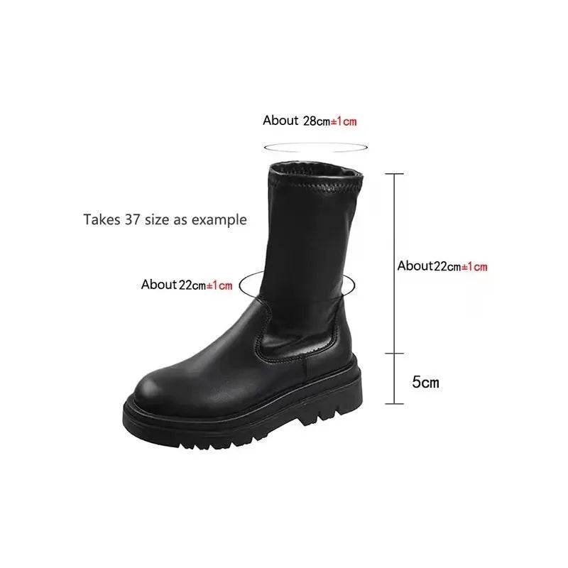 Thick Sole Knee High Boots For Women Chunky Heel Black Long Boots Leather Knight Boots Fashion Winter Shoes - EX-STOCK Canada