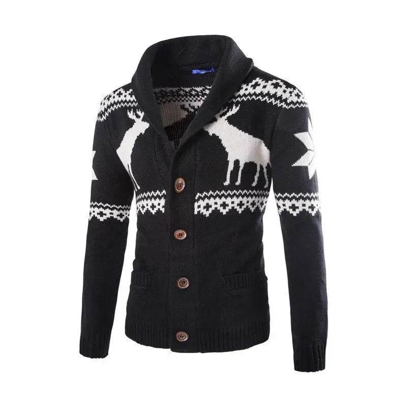 Men's fawn Deer Button Christmas cardigan sweater - EX-STOCK Canada