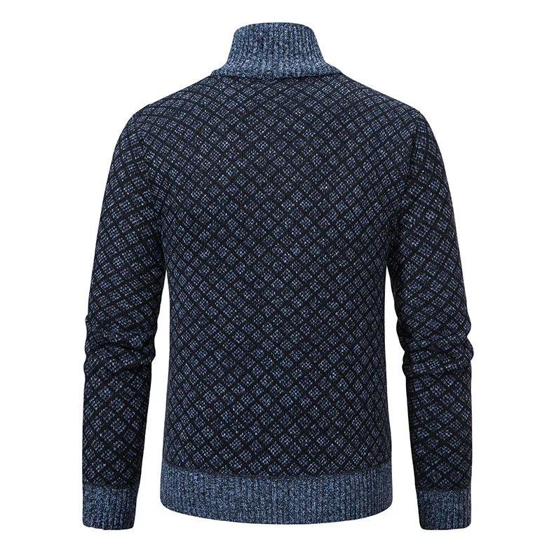 Thickened Plaid Print Jacket Cardigan Fashion Slim Fit Zipper Stand Collar Sweater Winter Men's Casual Long Sleeve Knitted Top Clothing EX-STOCK Canada