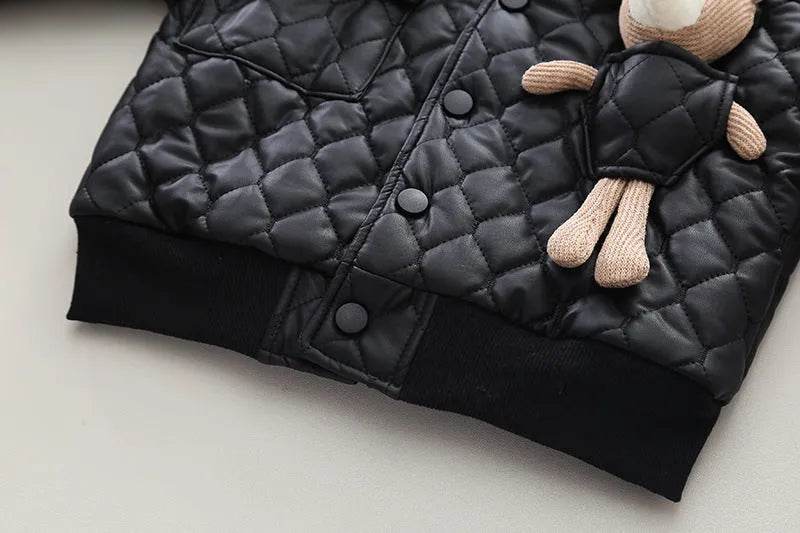 Boys' Thick Leather Coat Lapel Long-sleeved Jacket - EX-STOCK Canada