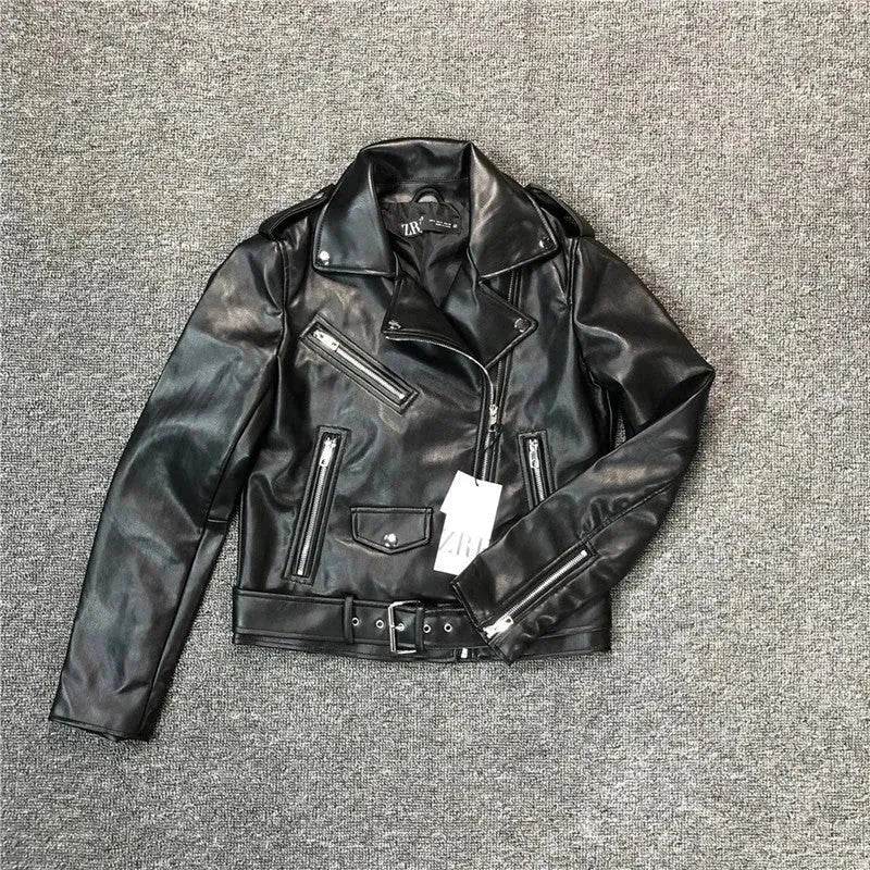 Women Fashion Leather Long sleeve Jacket - EX-STOCK Canada
