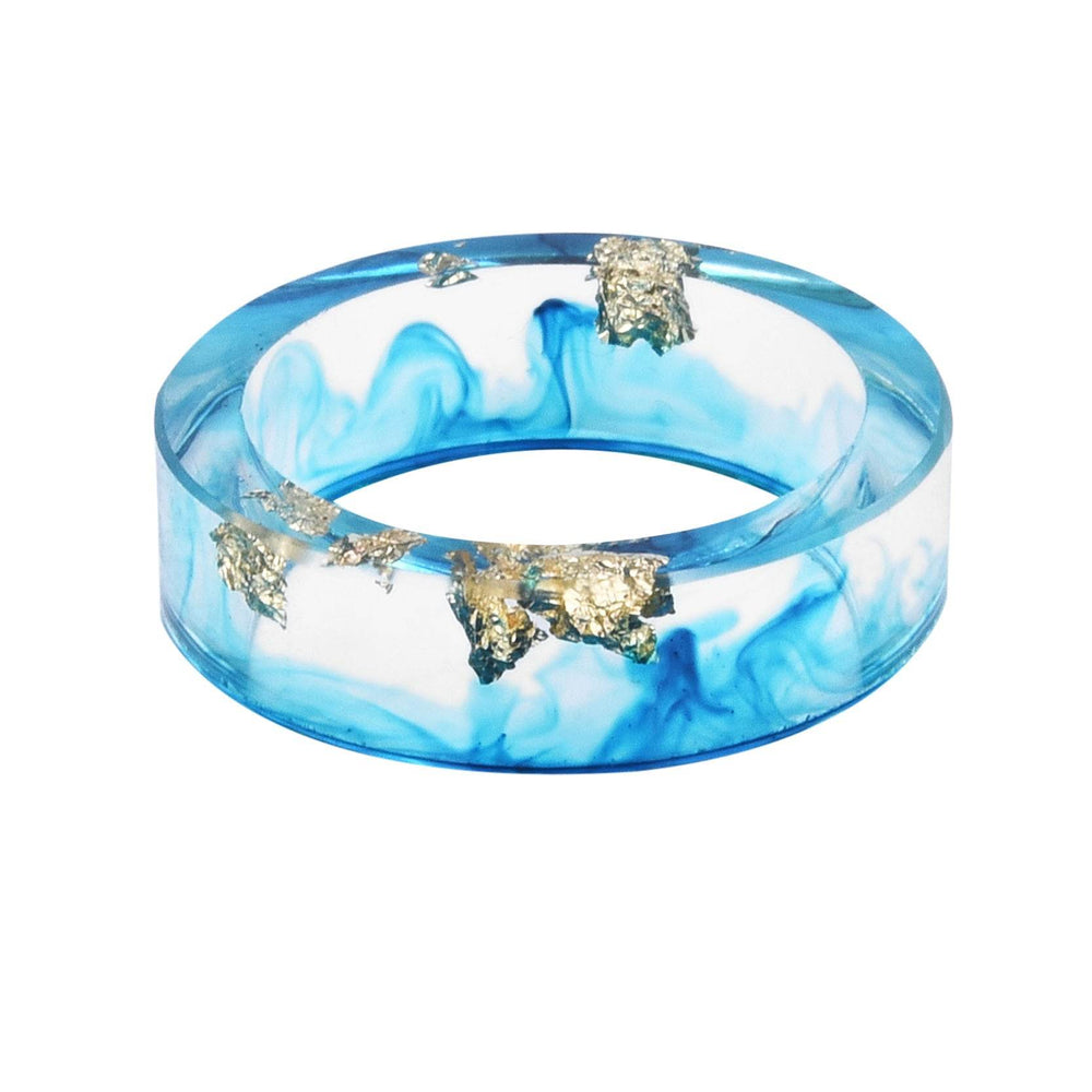 New dried flower resin ring Sen Xiao small handmade flower gold foil color Epoxy ring - EX-STOCK Canada