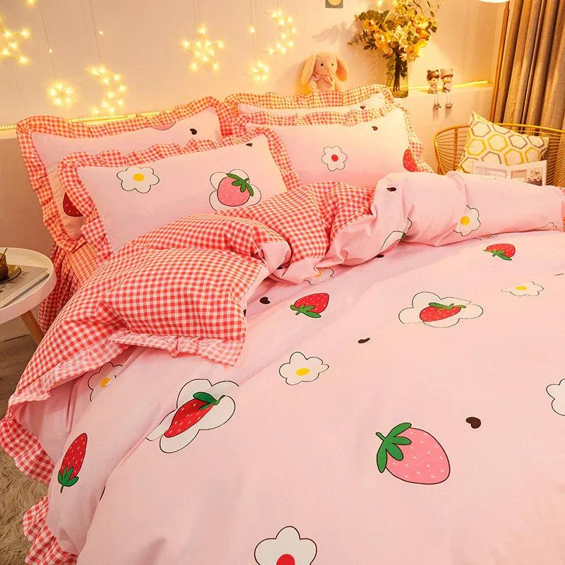 Cotton Floral Duvet Cover Bed Sheet Bed Skirt Three Or Four Piece Suit EX-STOCK Canada