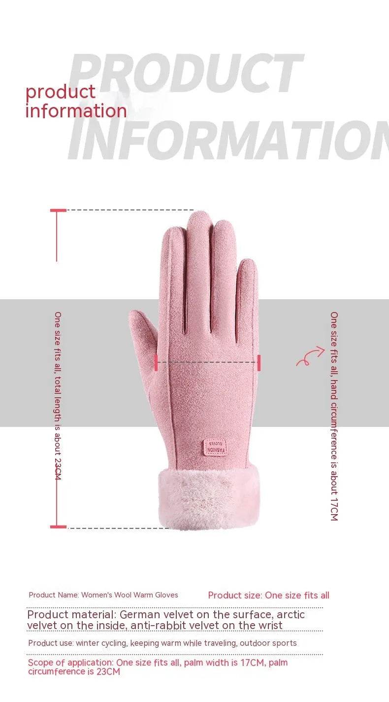 Fleece Lined Padded Warm Keeping Cute Suede Riding Gloves - EX-STOCK Canada