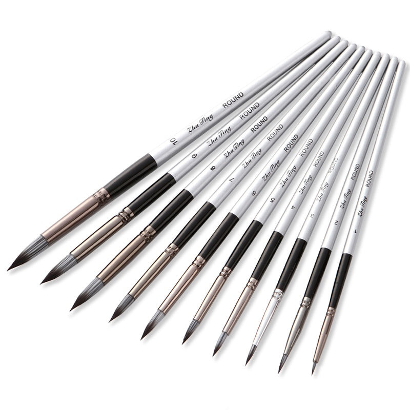 Set of watercolor brushes with 'Round' labels on a white background