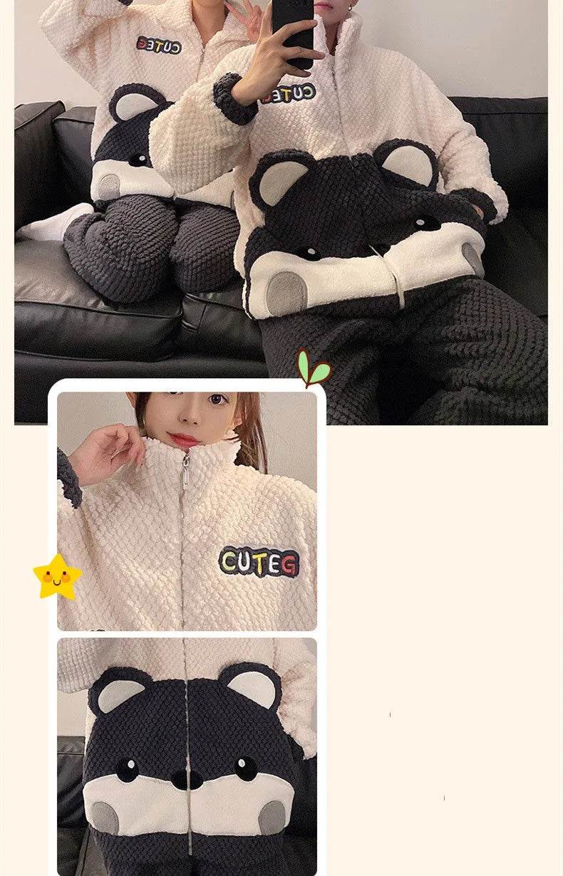 Fashion Casual Embossed Velvet Couple Pajamas - EX-STOCK Canada