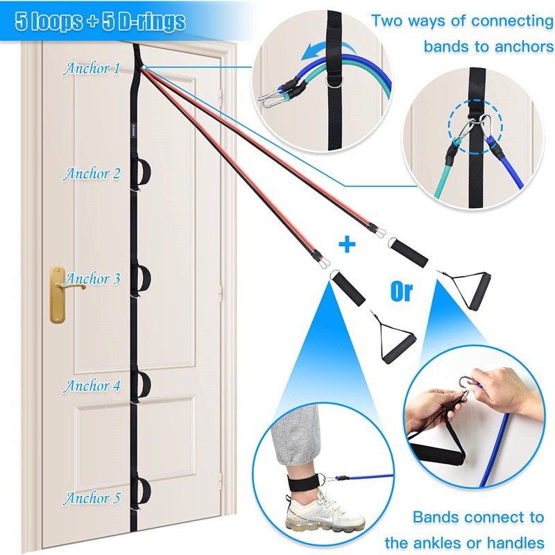 Accessoires de fitness à ancrage multiple pour la maison Strap de porte portable