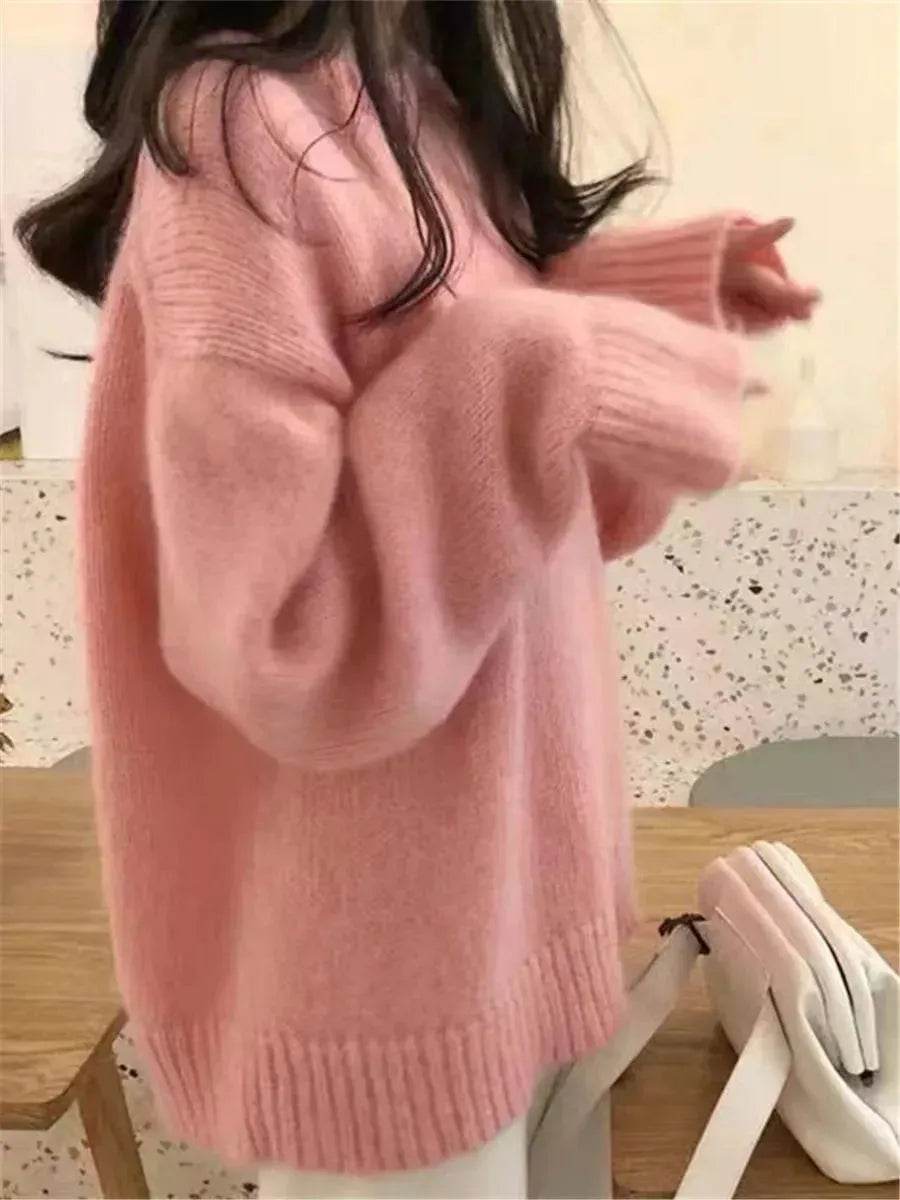 Fall Winter Round Neck Oversize Fleece Plush Pullover Sweater for women - EX-STOCK Canada