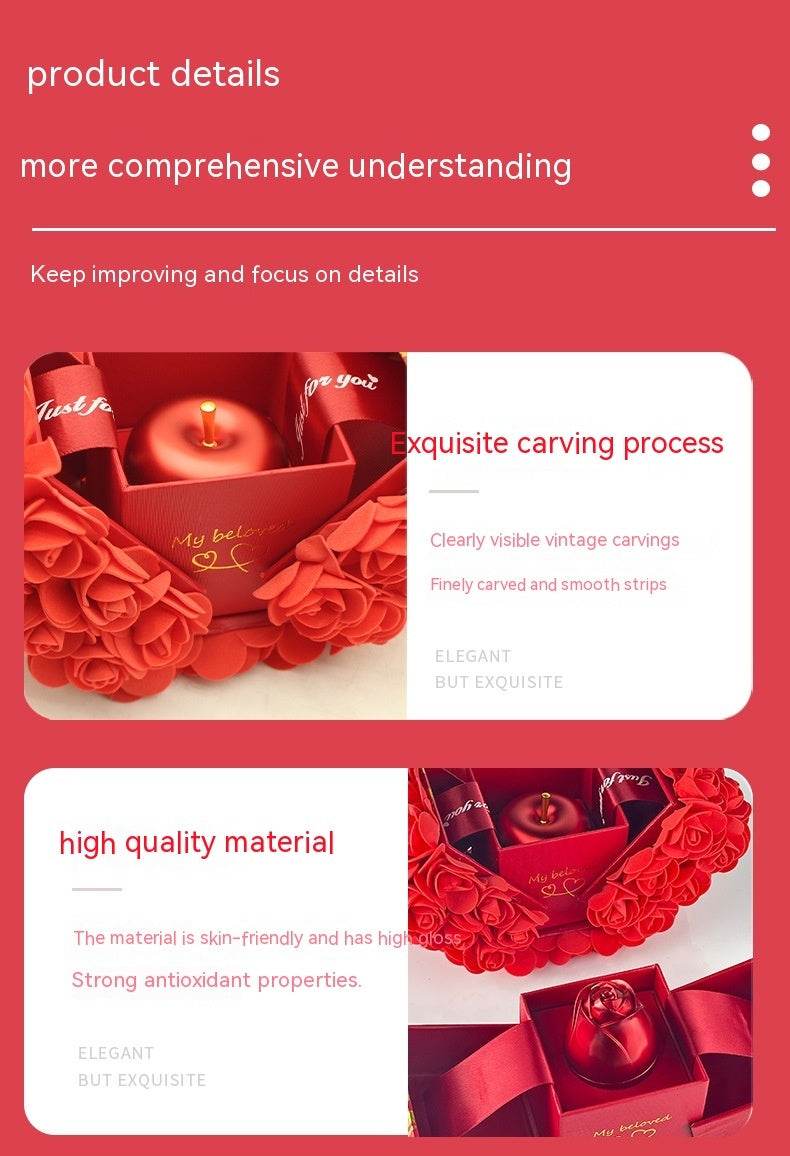 Valentines Day Gift Soap Rose Gift Box Crystal Pendant Necklace Eternal Flower Jewelry Box Set Wedding Birthday Gift For Girlfriend - EX-STOCK Canada