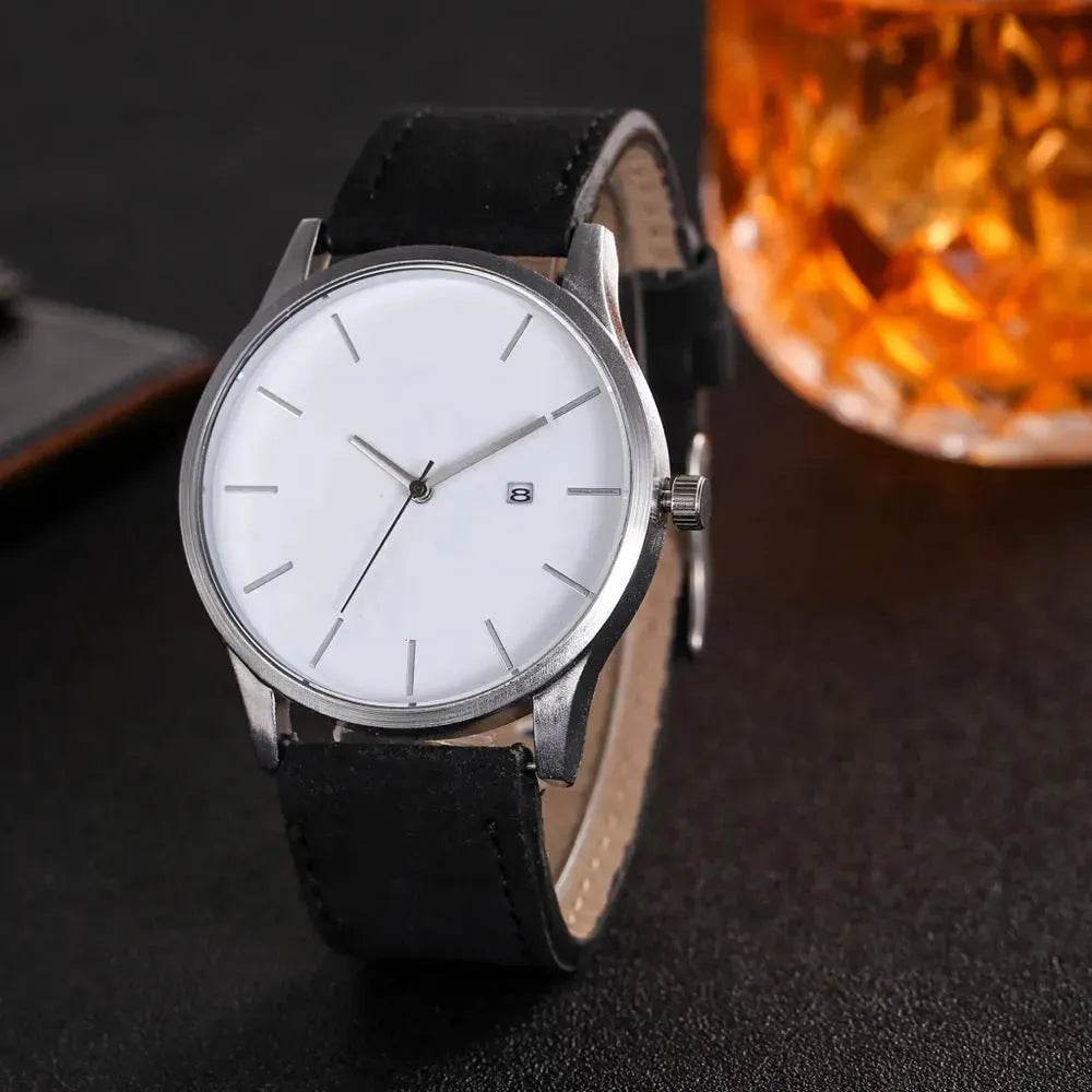 Men watch Fashion Business Large Dial Watch For Men's Matte Belt Simple Quartz Wrist Watch Men clock - EX-STOCK Canada