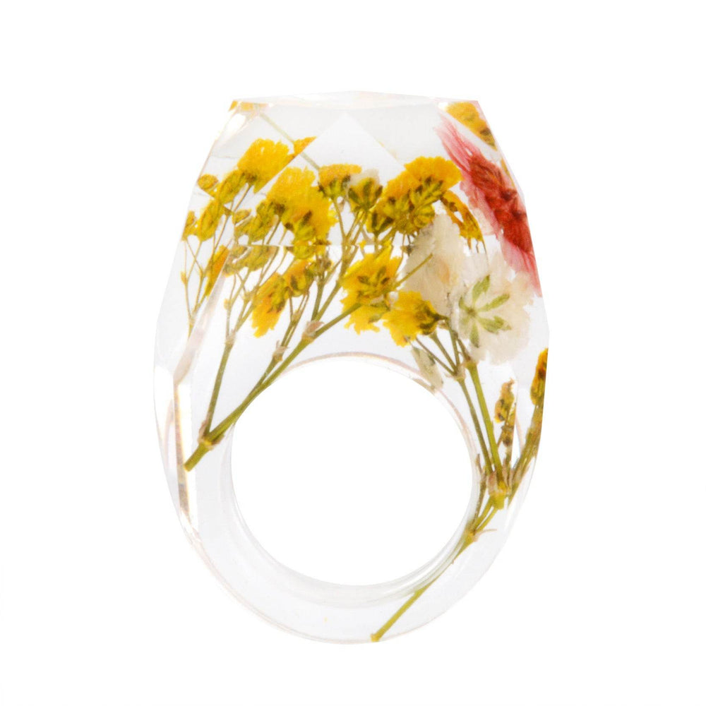 Dried Flower Resin Forest Handmade Dried Flower Epoxy Ring - EX-STOCK Canada