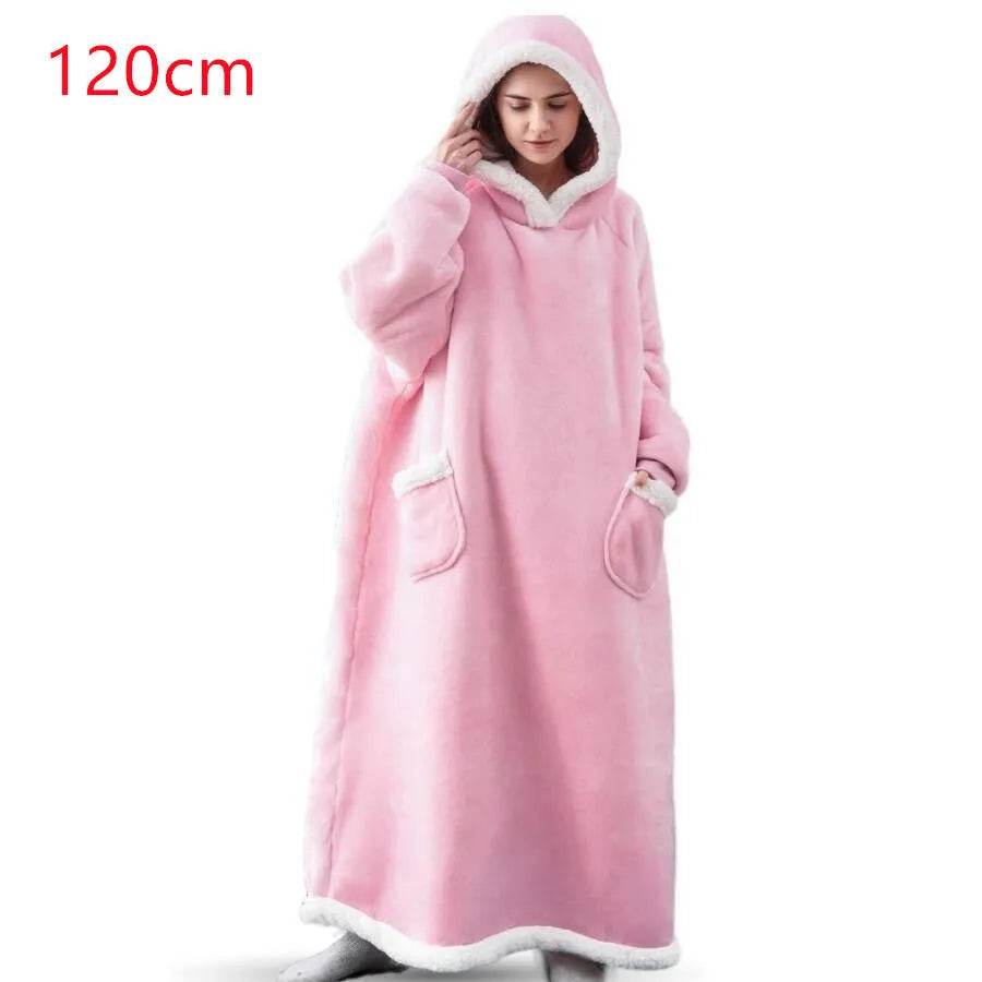 Fleece Oversized Hoodie Blanket Winter Warm Home Clothes Women Men Oversized Pullover With Pockets - EX-STOCK Canada