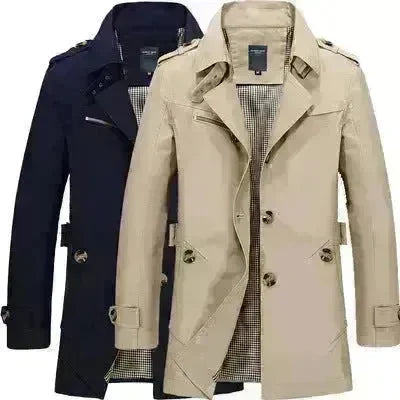 Men's casual jacket mid-length trench coat - EX-STOCK CANADA