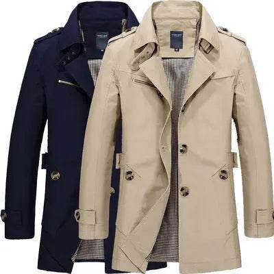 Men's casual jacket mid-length trench coat - EX-STOCK Canada