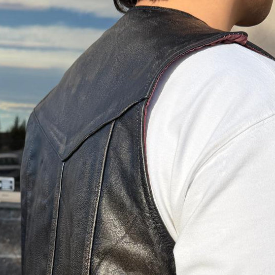 Gilet en cuir avec dentelle sur les côtés Open Road pour hommes