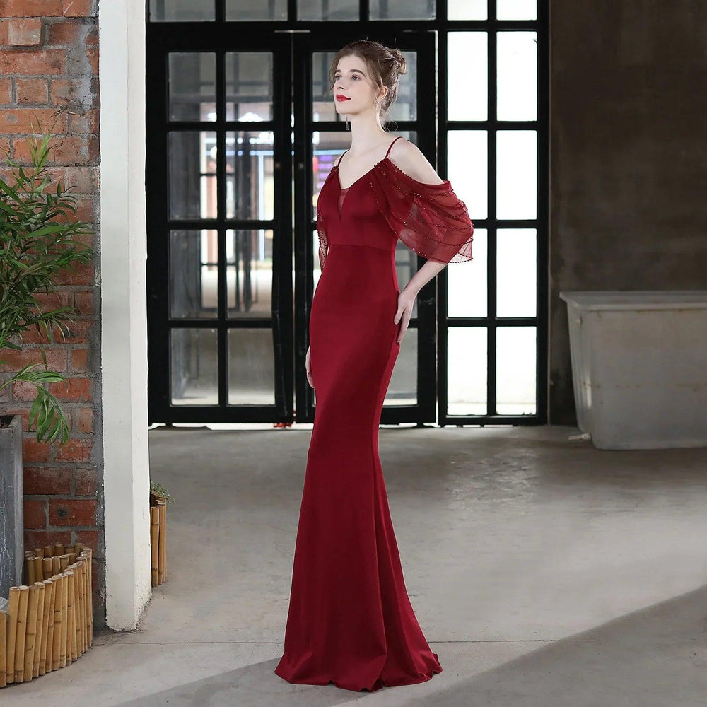 Bride Long Suspender Appreciation Dinner Party Slim-fit Fishtail Skirt Dress EX-STOCK Canada