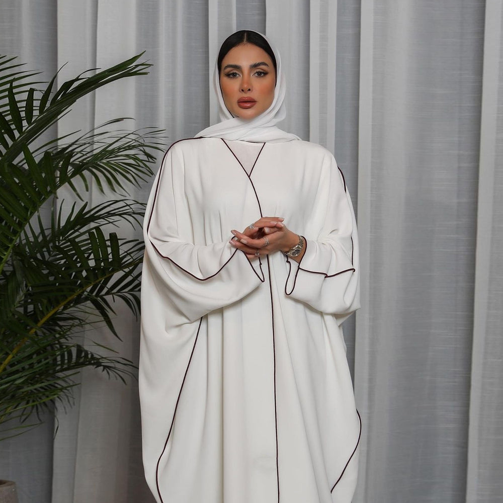Weiße Patchwork-Plus-Size-Abaya für Frauen - EX-STOCK Canada