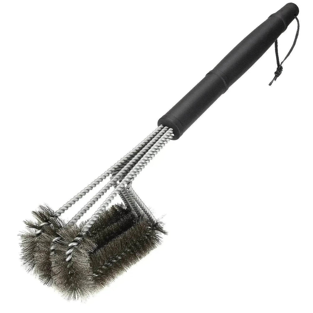 18-inch Three-head Barbecue Grill Cleaning Brush Steel Wire Oven Outdoor BBQ Tools - EX-STOCK Canada