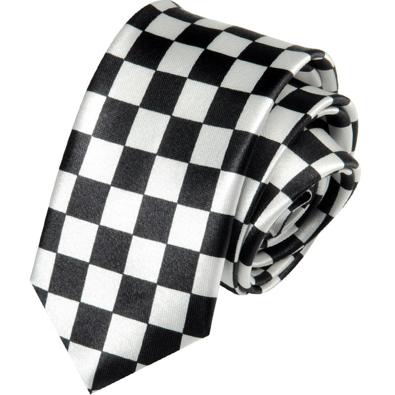 Black and white checkered tie on a white background