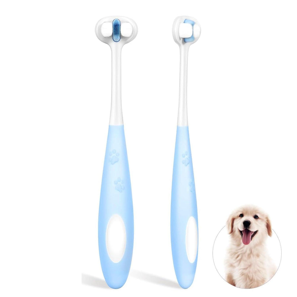 Brosse à dents pour chien à poils nano ultra doux, kit de soins dentaires pour animaux de compagnie, design à 3 faces pour un nettoyage facile des dents, adaptée à tous les chiens, pour les dents et les gencives sensibles de votre animal