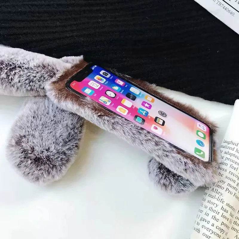 Cute Creative Rabbit Plush warm phone case women - EX-STOCK Canada