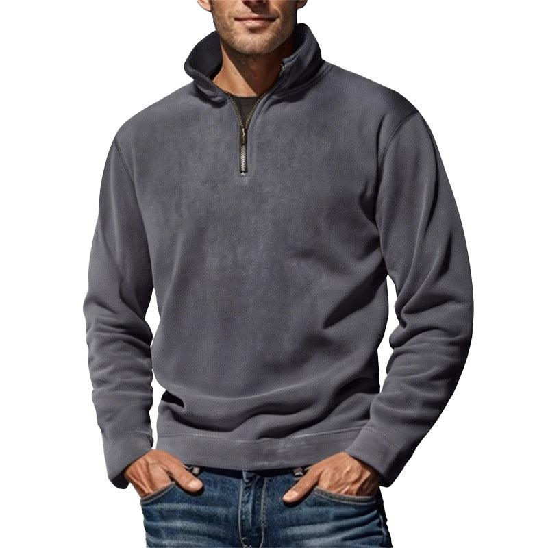 Men's Polar Fleece Top Pure Color Simple Casual Stand Collar Pullover Sweater EX-STOCK Canada